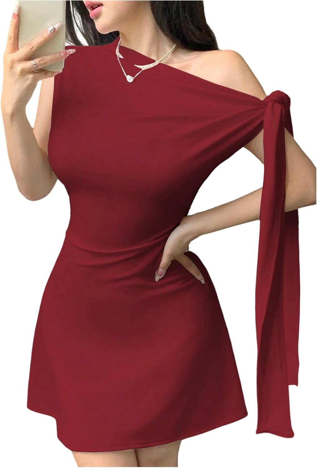 Floerns Women's Knot Side Off The Shoulder Formal Dress Wedding Guest A Line Dresses