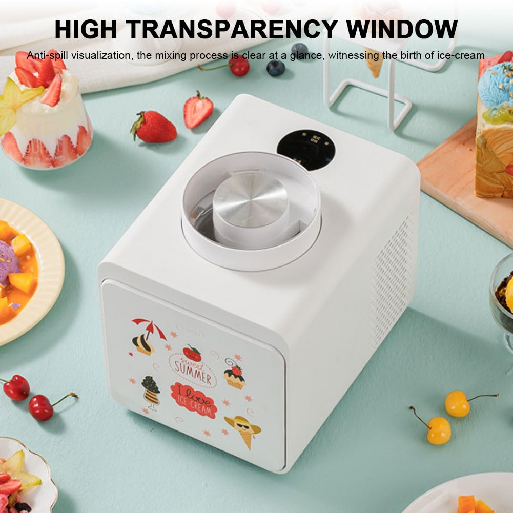 QUTBAG Sorbetière électrique, Sorbetière au Yaourt glacé 1L, Fonctionnement Rapide de 40 Minutes, Machine à Glace 120 W pour Faire de la crème glacée, Gelato, Sorbet, Yaourt glacé