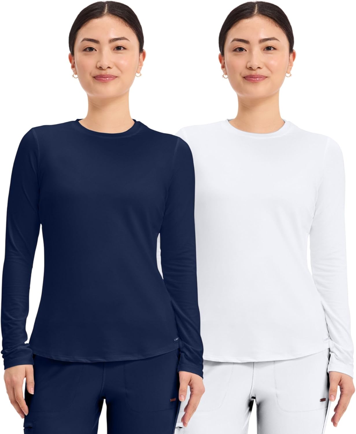 Cherokee Underscrub Long Sleeve Women’s Knit Tee Nursing Underscrubs Crew Neck Layering Top for Women - CK773