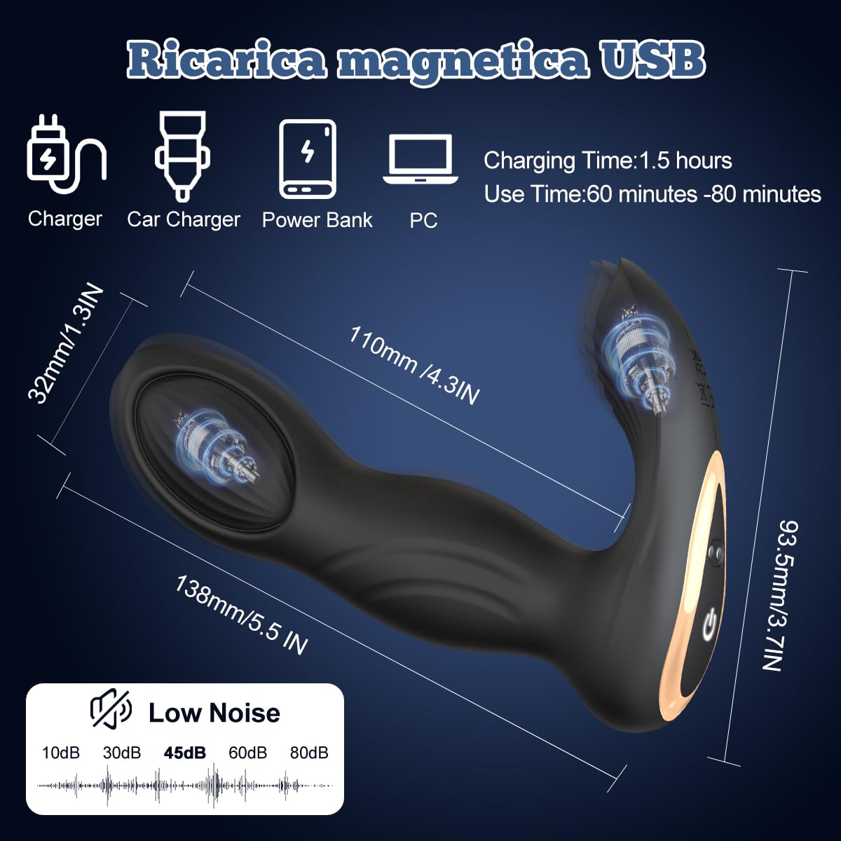 Vibratoreper Donna Professionale Wireless Telecomando con App 2 in 1 Vibratoreper Donna Piccolo Vibratore Plug Analesex kit Sex Toys Vibratoreper Uomo Vibratori Clidoride Sexyshop per Lui e Lei(Negro)