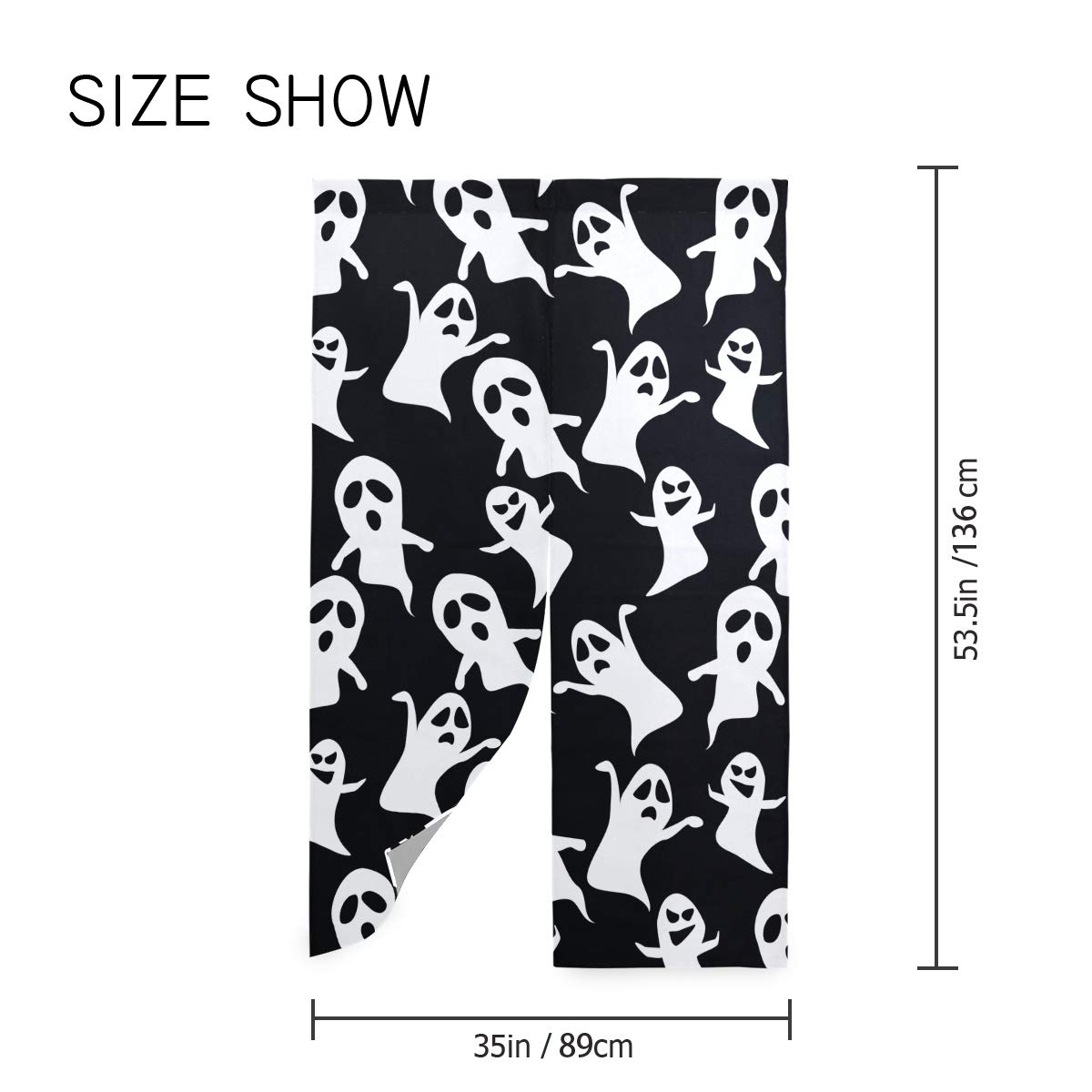 【曰く付き】　恐怖の暖簾 Amazon｜のれん 幽霊柄 お化け柄 暖簾 幅89×丈136cm ハロウィーン