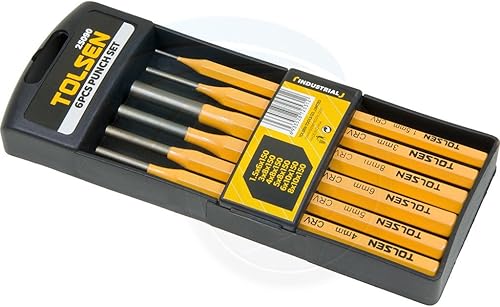 TOLSEN Juego y estuche de herramientas profesionales de acero vanadio resistente para perforación de uñas de 6 piezas