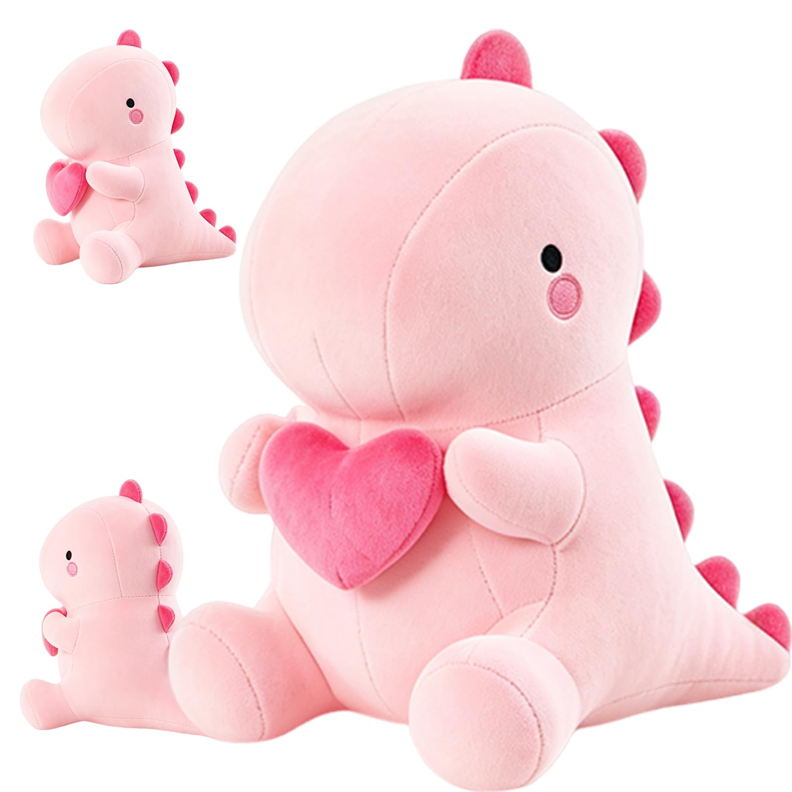 Moxychrony Pink Dinosaur Plush, Dinosaur Stuffed Animal 25cm with Heart
