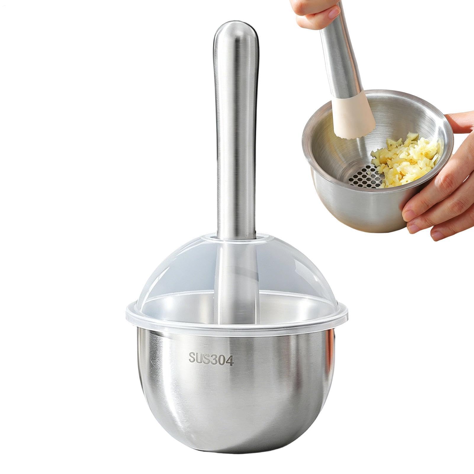 Knoblauchpresse aus Edelstahl, manuelle Zerkleinerung für Zuhause, Küche, Esszimmer, Mahlzeitvorbereitung, Grillen, Party, Restaurant