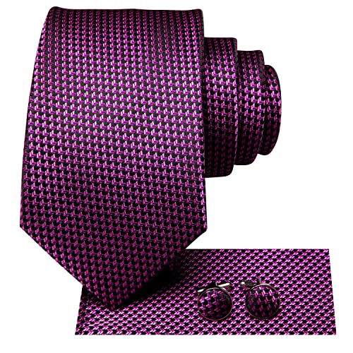 Image of Hi-Tie Men 63inches Tie Set Extra Long Necktie Paisley Tie Pocket Suqare Cufflinks Big and Tall Men Tie,Purple