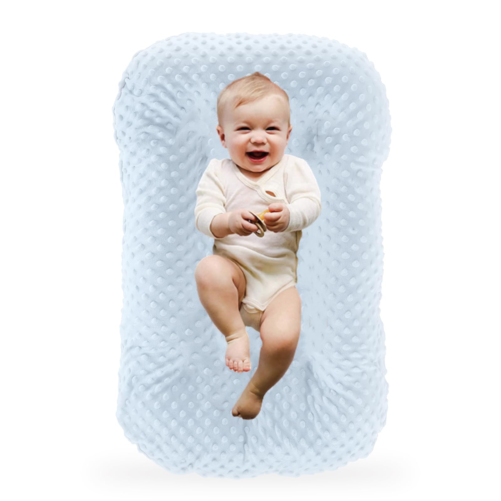 0-24 Months Baby Lounger Support Cushion for Home Travel,Blue Velvet