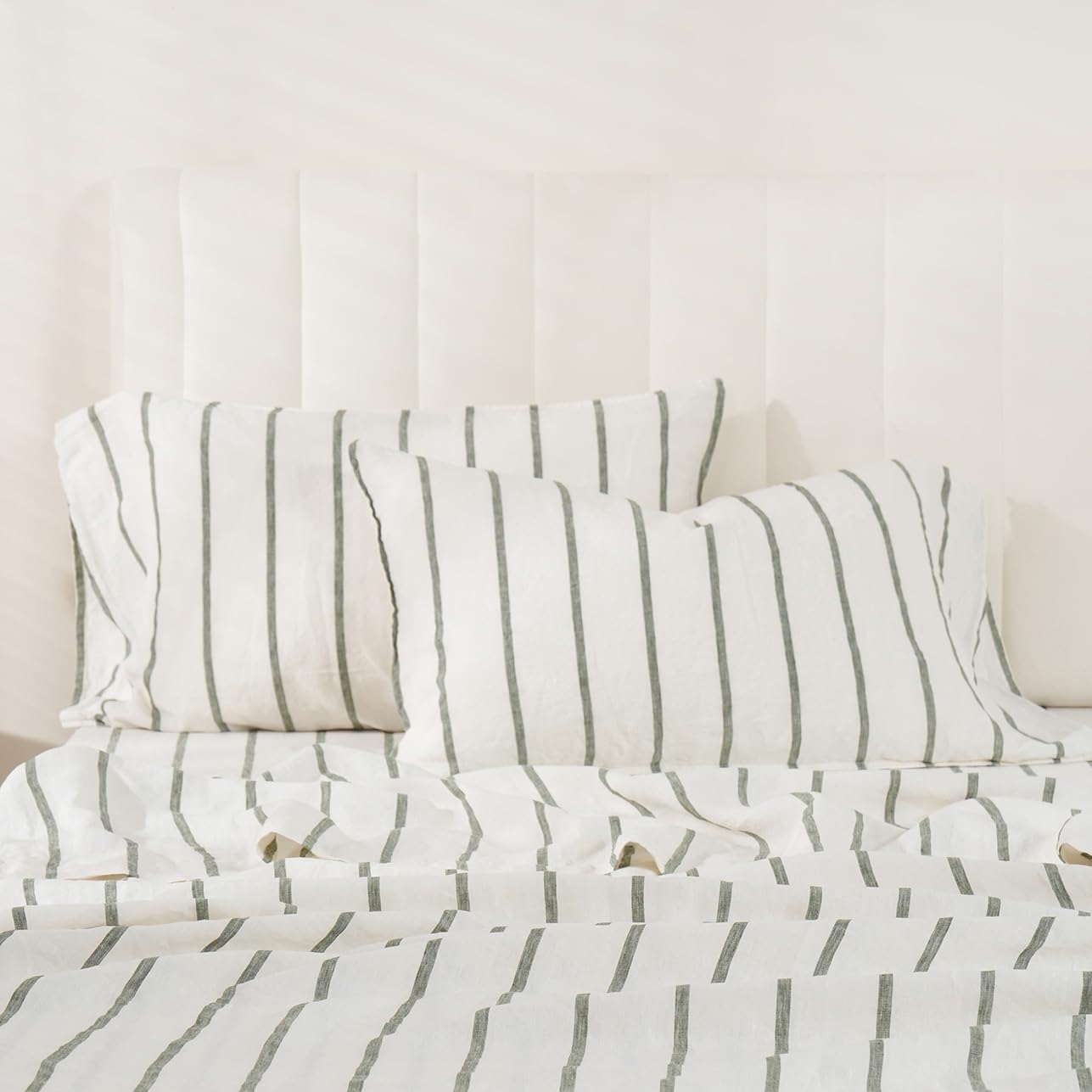 S VICTORY SYMBOL 100 Stripe Linen Pillow Cases Set of 2