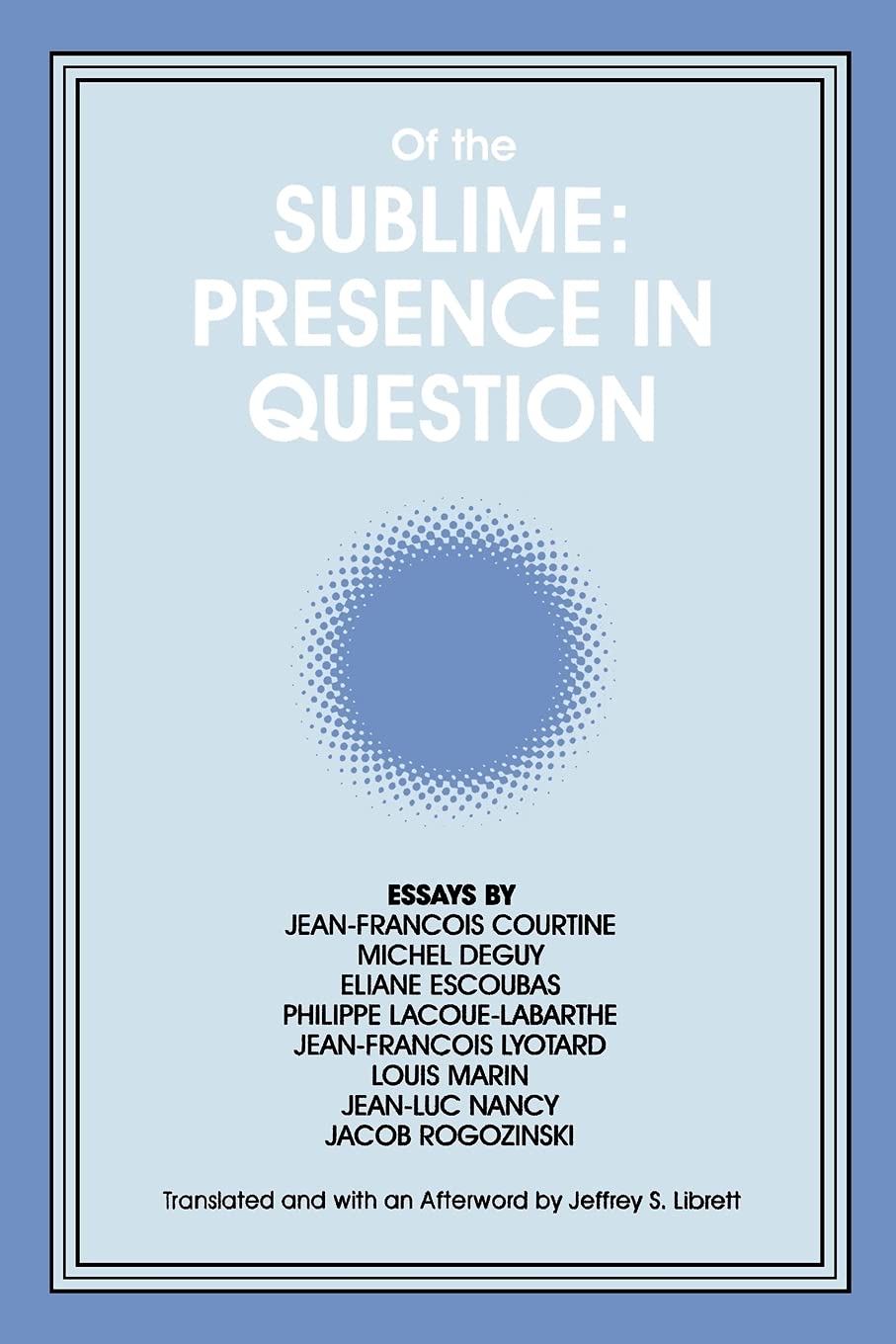 Of the Sublime: Presence in Question: Essays by Jean-Francois Courtine, Michel Deguy, Eliane Escoubas, Philippe Lacoue-Labarthe, Jean-Francois ... Philosophy and Critical Theory)
