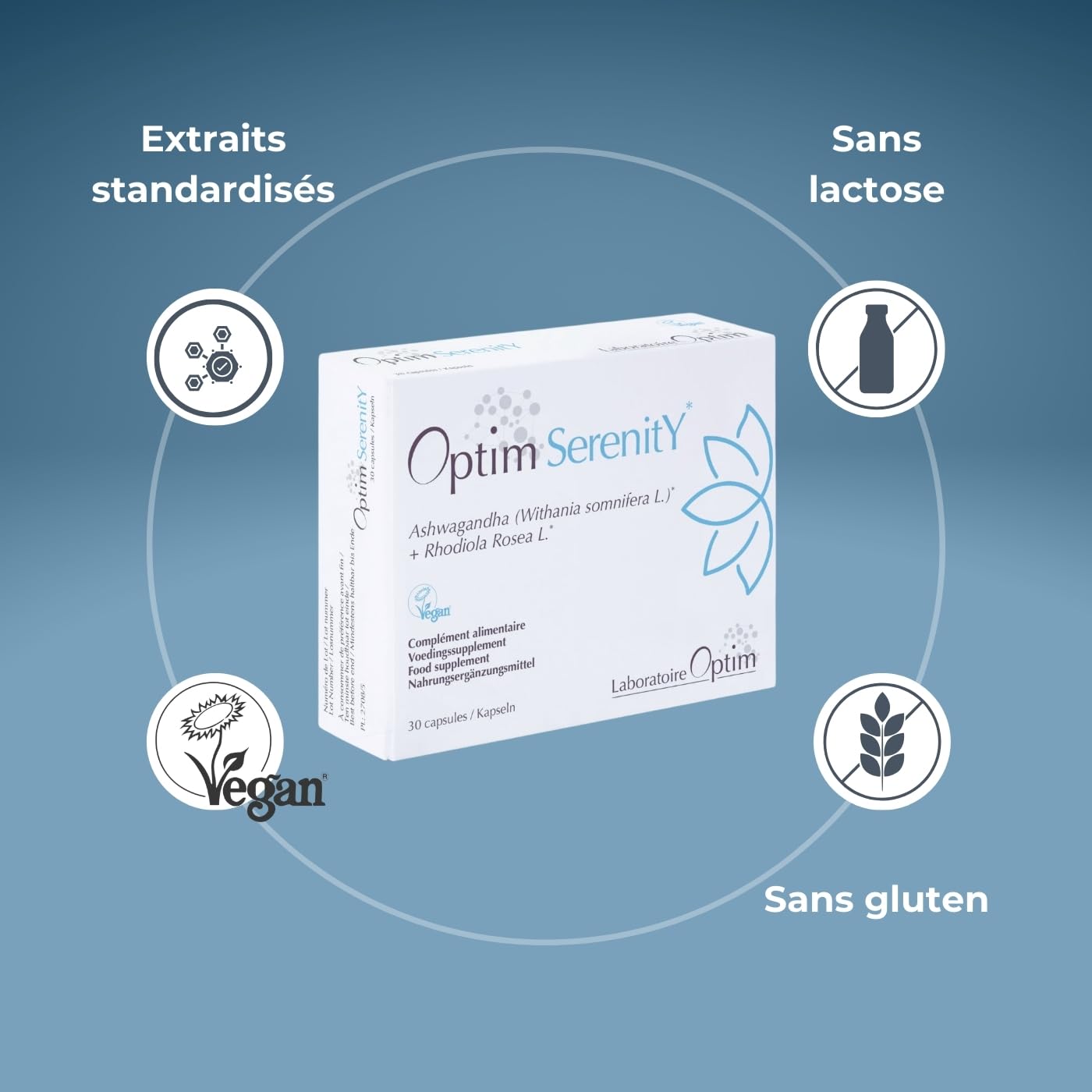 OPTIM Serenity Ashwagandha & Rhodiola Pack 3 x 30 gélules | Complément anti stress naturel, Sérénité & équilibre émotionnel, Sommeil réparateur, Capsules végan 3 mois