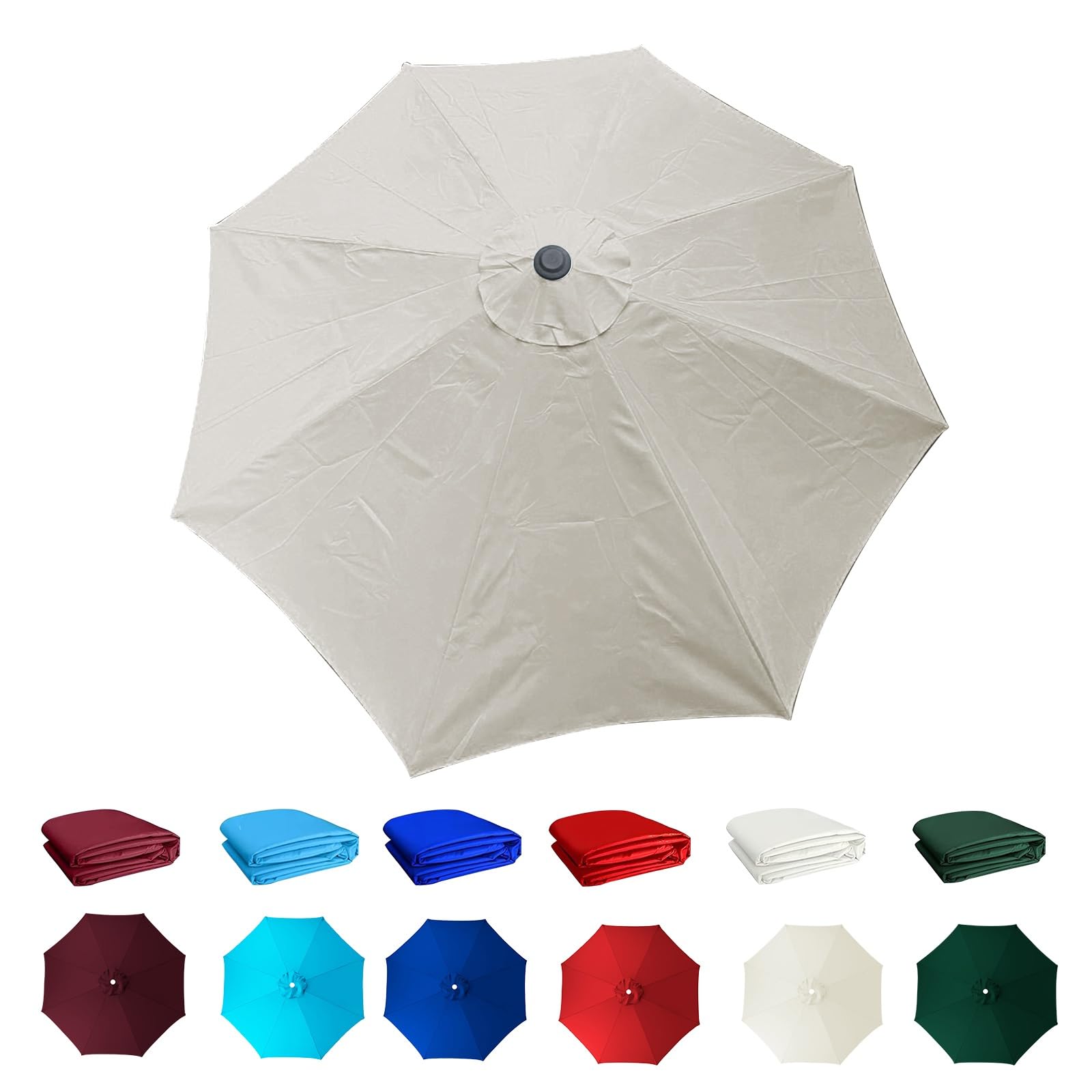 2/2.3/2.5/2.7/3/3.5m Umbrella replacement top, Garden Umbrella Replacement Cover, Replacement parasol fabric cover, Non Faded, replacement parasol fabric cover for Garden Umbrella(Beige,8ribs:3.5m/11.