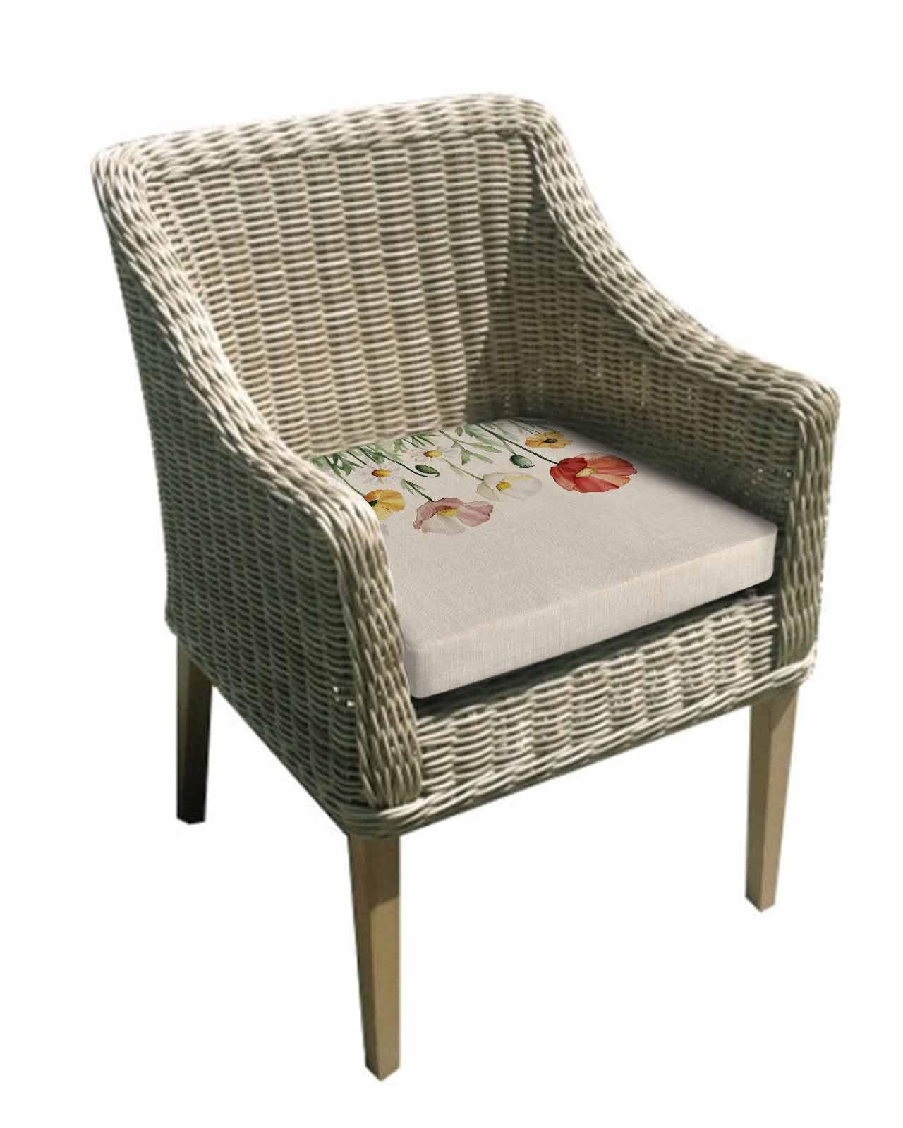 2 Pack Daisy Flowers Waterproof Cushion Covers with Ties, Outdoor Patio Chaise Lounge Chair Seat Cushion Slip Covers Replacement(Only Cover) White Red Pink Floral Yellow Wildflower 24