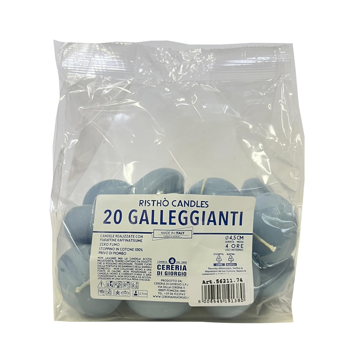 Pływające świece Ø 4,5 cm h. 2,7 cm 20 sztuk - Dusty blue