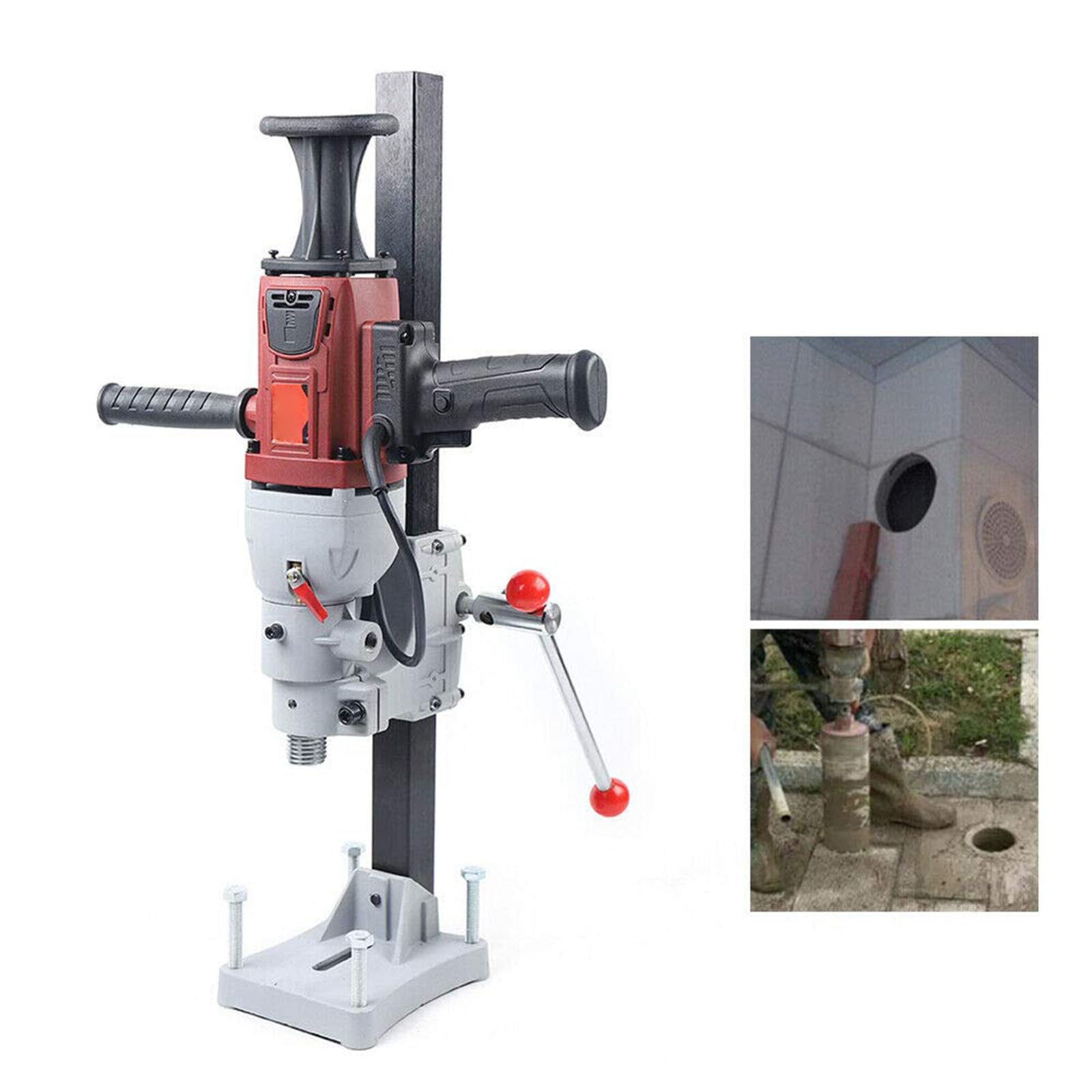 Trapano diamantato, 2300 W, con staffa di supporto, 1600 giri/min, diametro di foratura 180 mm, per foratura a secco e bagnato