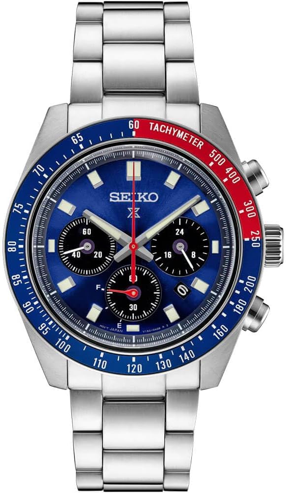 ساعت سیکو SEIKO Prospex Speedtimer Solar Chronograph SSC913، صفحه آبی با پوشش Sunray و قرمز