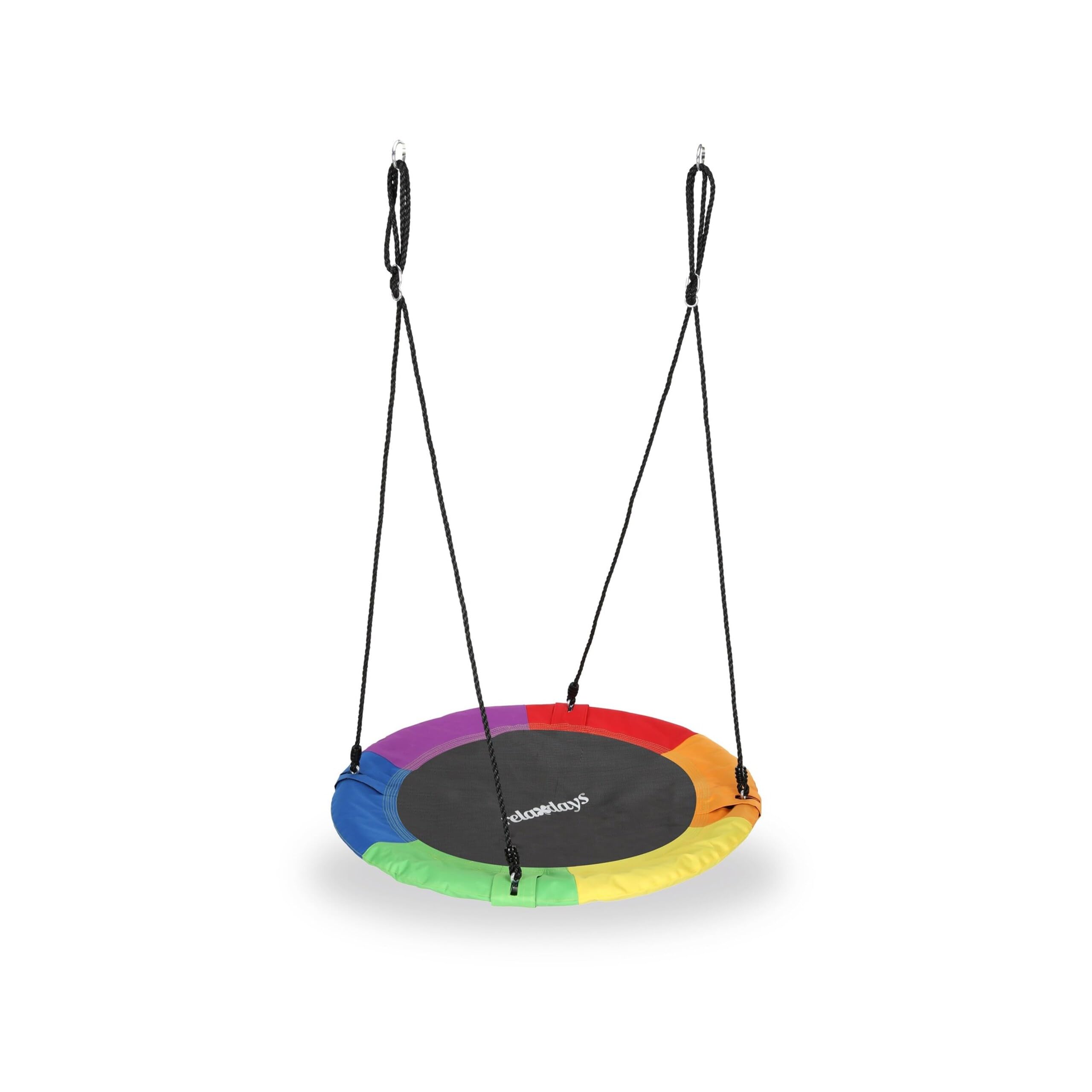 Relaxdays Balançoire nid d'oiseau Ronde, Ø 110 cm, à Suspendre, 100 kg, Multicolore, Enfant Adulte Jardin extérieur