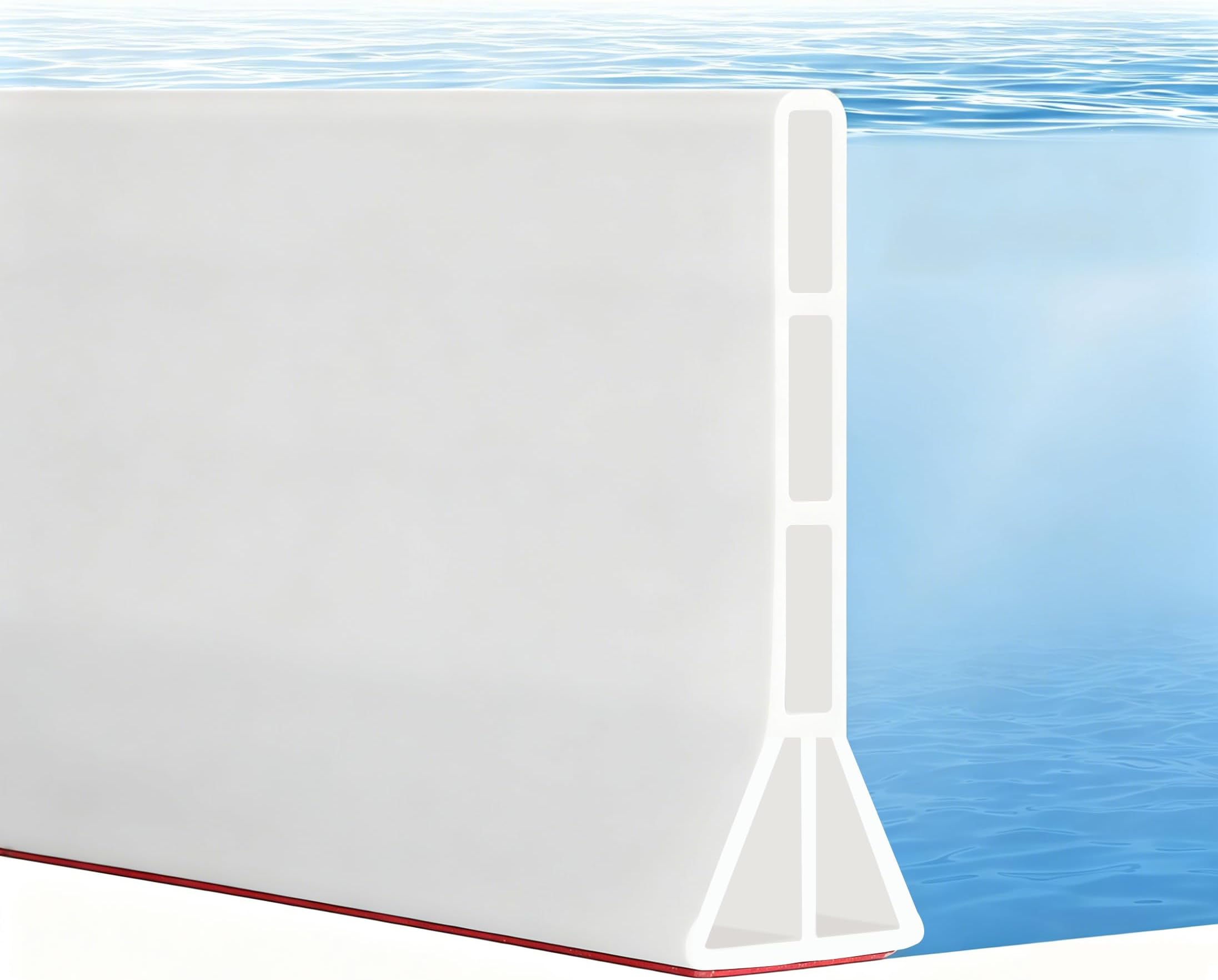 4'' High Shower Threshold Water Dam, 79" Long Collapsible Shower Water Splash Guard, Self-adhesive Shower Barrier