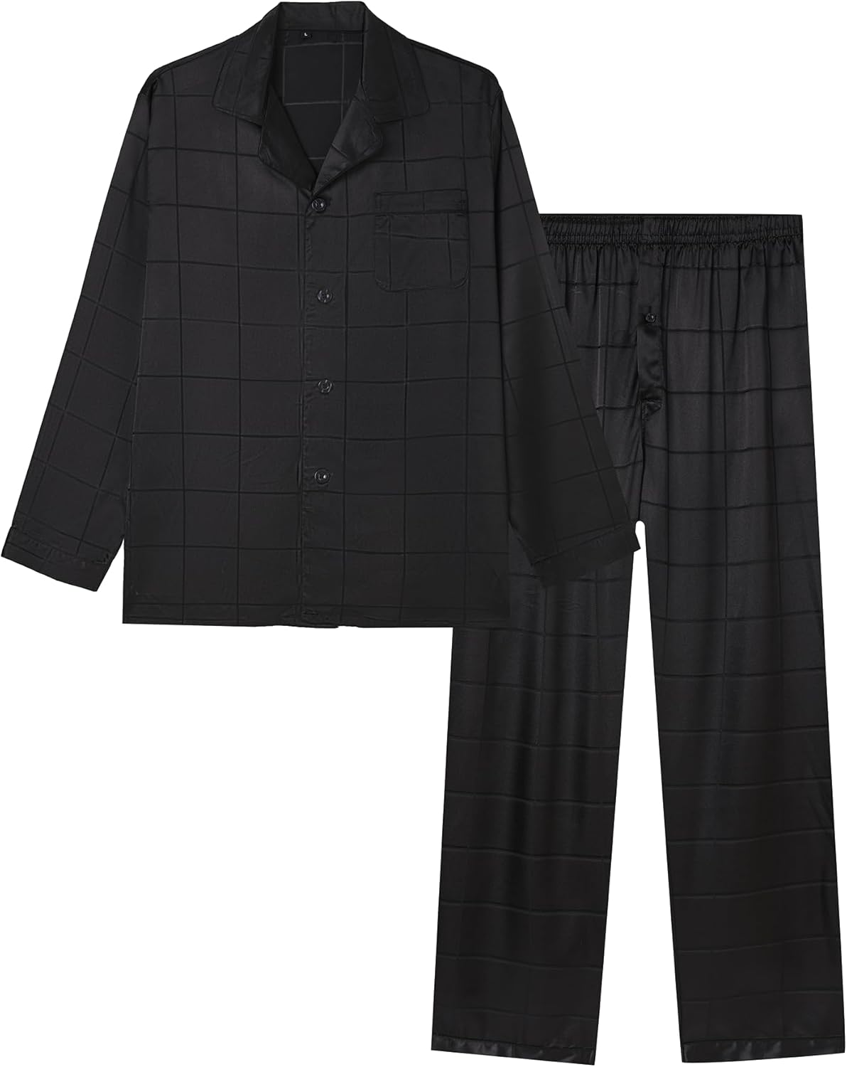 JupiterSecret Mens Silky Satin Pajamas Set Long Sleeve Button-Down Luxurious Pj 2 piece Sleepwear with Long Pants - Image 3