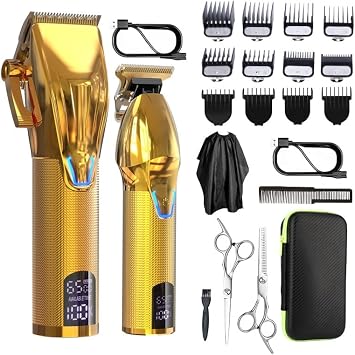 Barber Scissors Hair Clippers for Men 2PCS Professional Clipper for Cordless Electric Trimmer 0mm Baldhead Cutting Machine