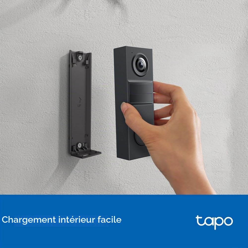 Tapo D205 2K 3MP Batterie Sonnette Caméra sans Fil, Pas de Frais mensuels, Champ de Vision 160° Ultra Large, Sonnette vidéo sans Fil, Audio bidirectionnel, détection TP-Link AI, Batterie 180 Jours