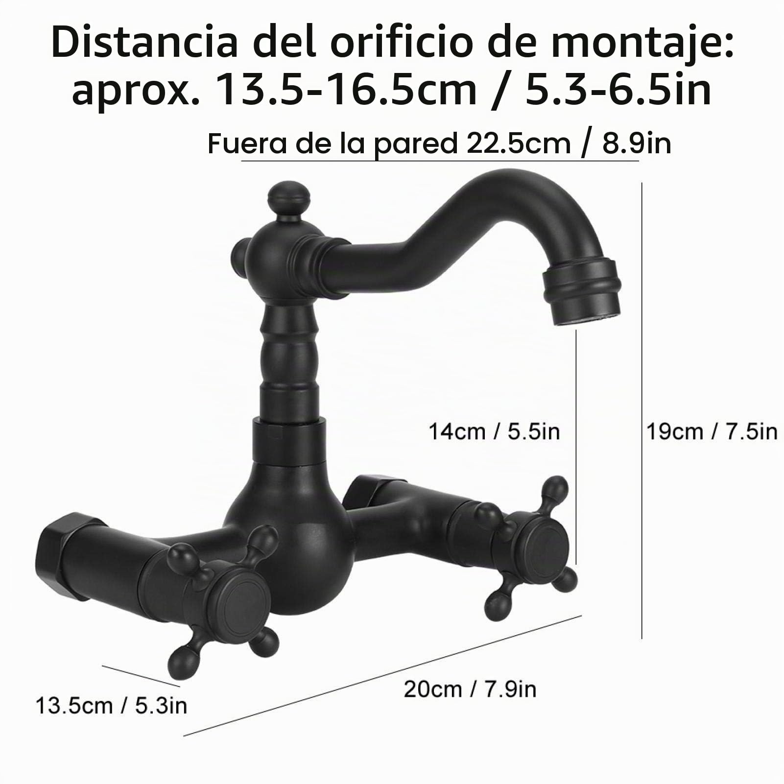 Grifo de Pared Grifo de Cobre para Cocina Grifo de bañera Grifo Mezclador de Agua fría y Caliente de Doble manija Grifo Giratorio de 360 ​​° para baño de Cocina(2)