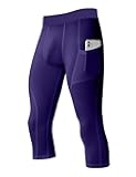 Men's 3/4 Compression Pants Athletic Capri Leggings Dry Fit Running Tights with Pocket Basketball Sports Gym Baselayer
