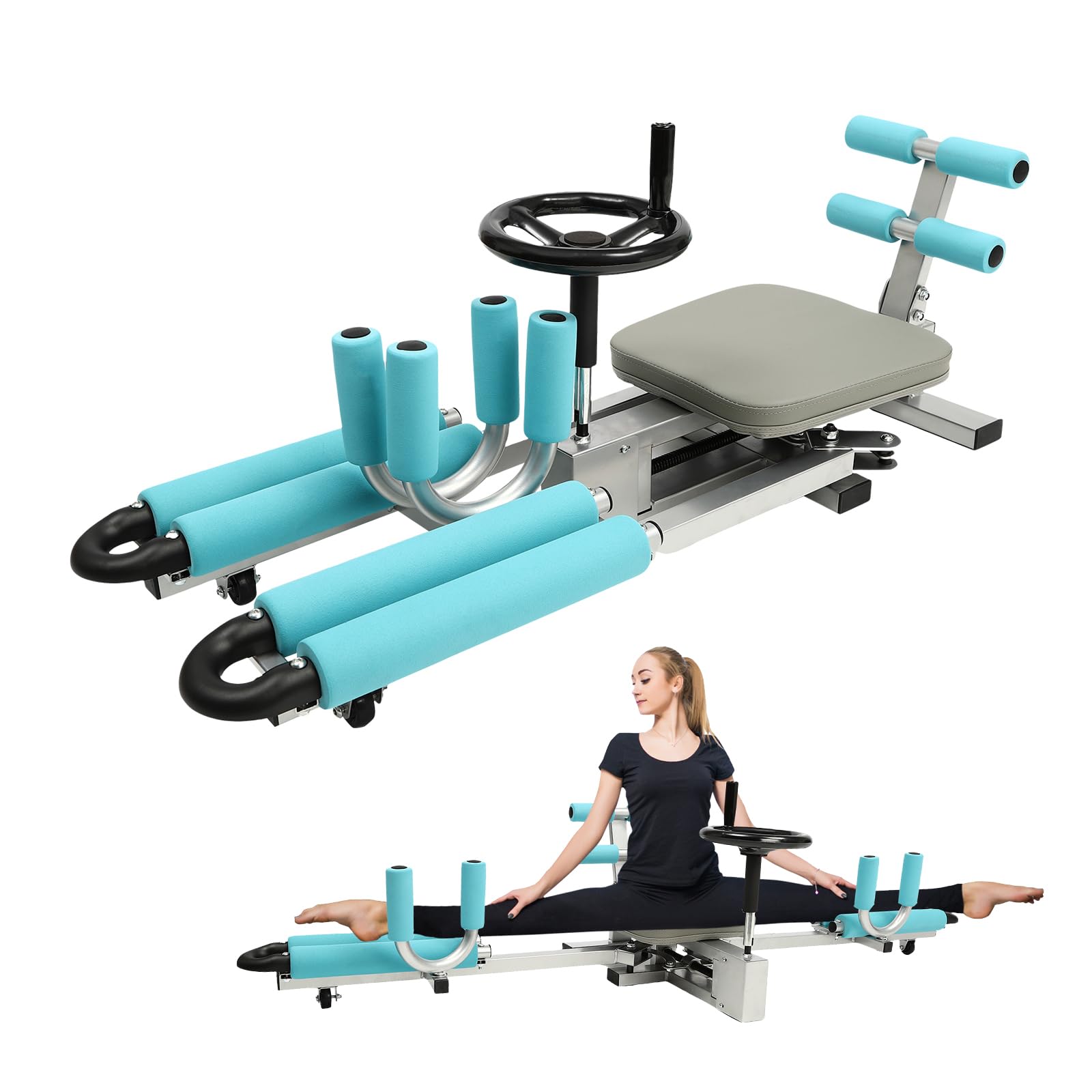 JAYGOVAN Leg Stretcher Split Machine 330LBS Heavy Duty Leg Stretching Training Machine for Flexibility&Relieving Hip Tightness, Steel Frame Split Machine Gym Fitness Equipment for Women & Men? (Cyan)