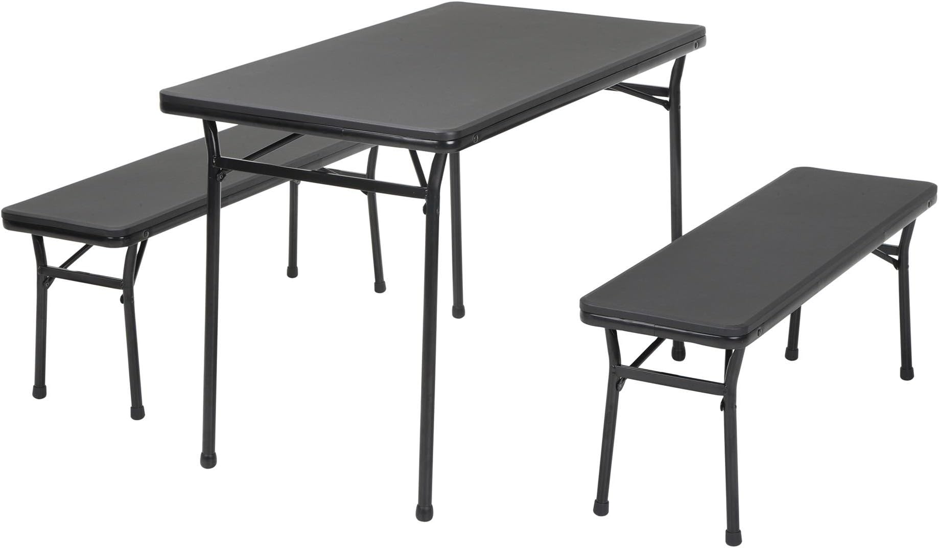 Cosco Products 3 Piece Indoor Outdoor Table & 2 Bench Tailgate Set, Black