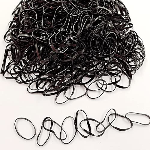 SUNCN 2000ピース ゴムヘアゴムバンド.ミニヘアバンド使い捨て(ブラック)