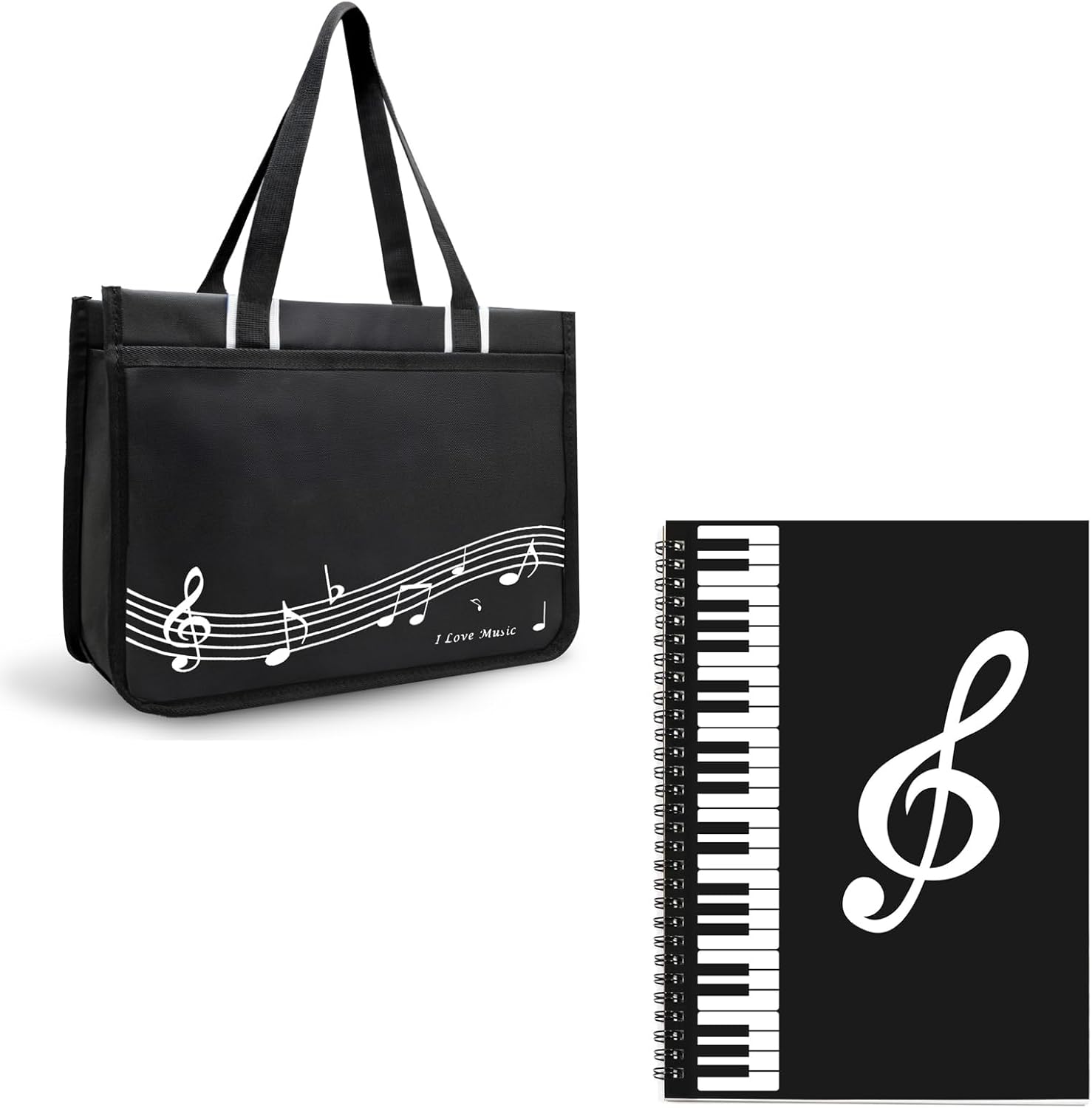 BestSounds Piano Bag Zipper Waterproof Music Book Tote Bag and Blank Staff Paper Sheet Music Composition Notebook