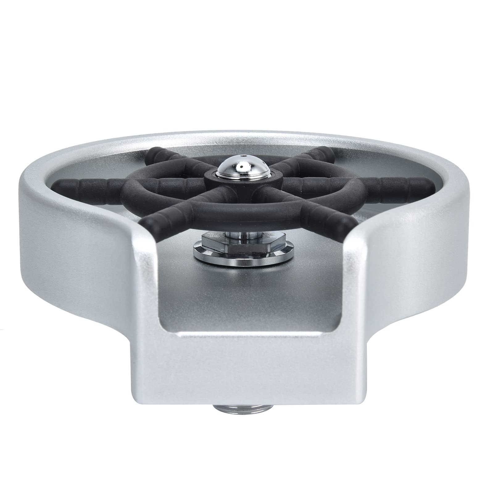Enjuagador de vasos para fregadero, lavavasos automático de alta presión con cuerpo y manguera de acero inoxidable, ideal para uso en hogares, bares y restaurantes; cabezal (Plata Negro)
