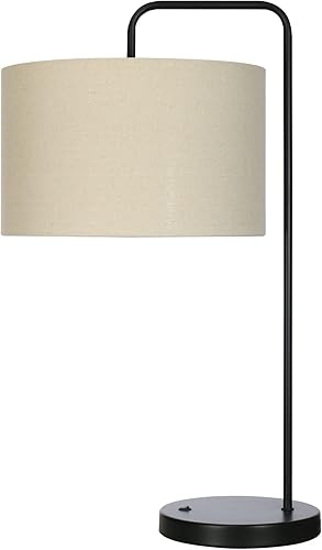 Cory Martin Fangio Lightings 1713 - Lámpara de mesa de metal negro de 26 pulgadas con pantalla decorativa