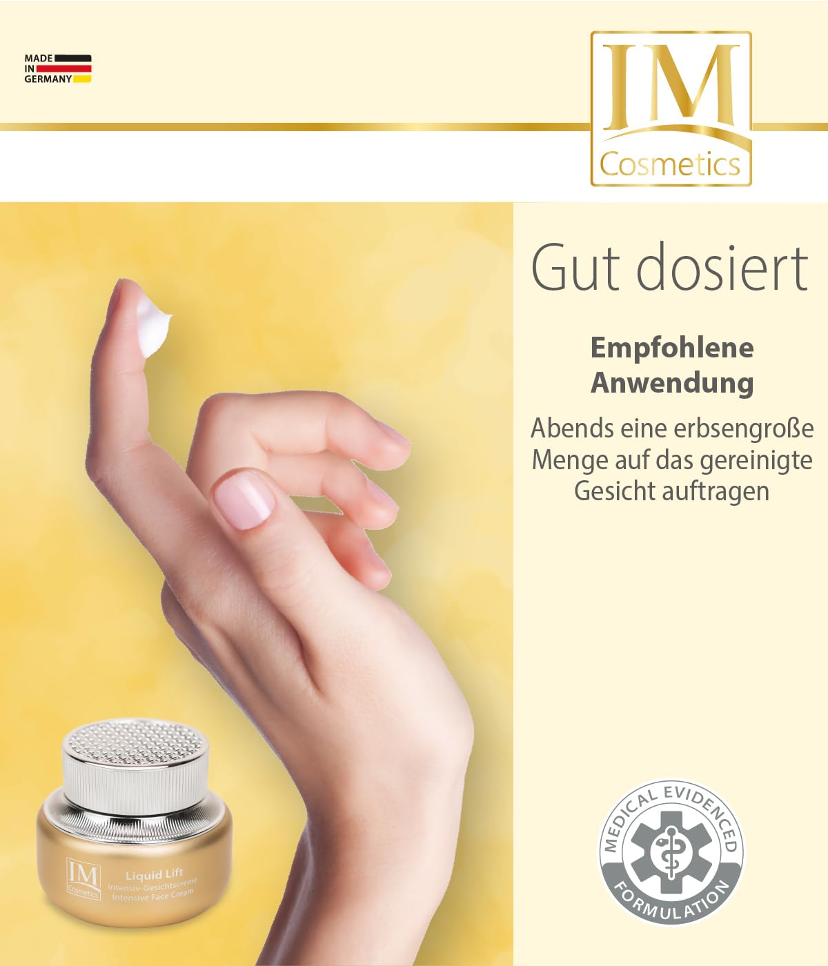 Genius IM Cosmetics Liquid Lift Intensiv-Gesichtscreme gegen Falten, Anti-Aging Nachtpflege für straffe & glatte Haut, Creme für Feuchtigkeit und jede Haut - entwickelt mit Dr. Michaela Fuchs 50ml