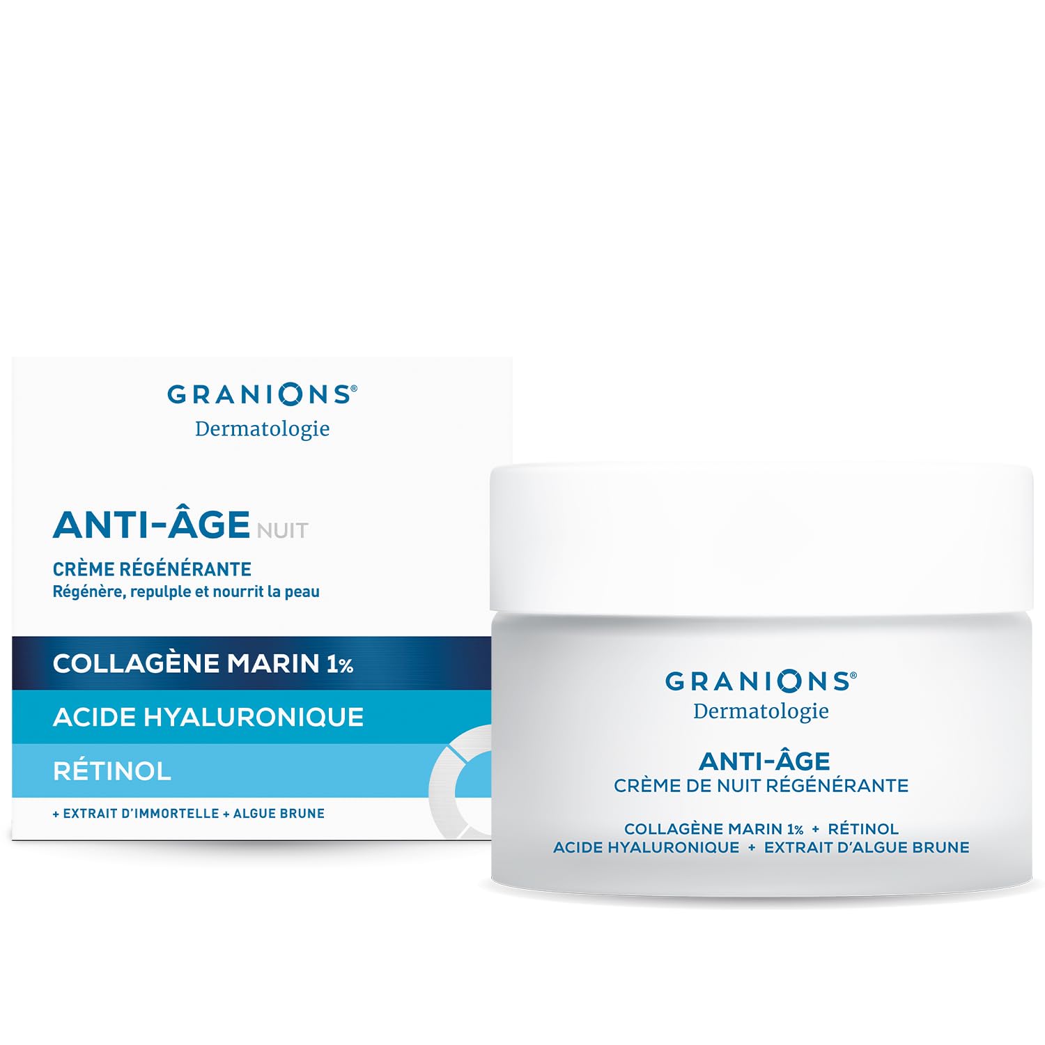 GRANIONS - MULTI COLLAGENE COMPRIMÉS CITRON + CREME DE NUIT 50 mL + SERUM 30 mL - Collagene marin - Acide Hyaluronique - Collagene et Acide Hyaluronique - Vitamine C -Skincare Anti Age - Anti ride -