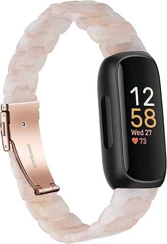 Miniatura 8 de Wongeto Compatible con Fitbit Inspire 3 Band para mujer, correa de reloj de resina de tortuga, pulsera ajustable de repuesto delgada para Fitbit