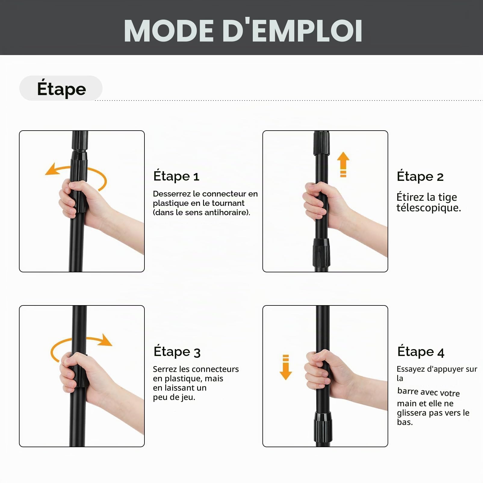 SAN LIKE Lot de 2 piquets de Tente télescopiques en Fibre de Verre - 250 cm - Léger - Réglables - pour auvent de Pluie