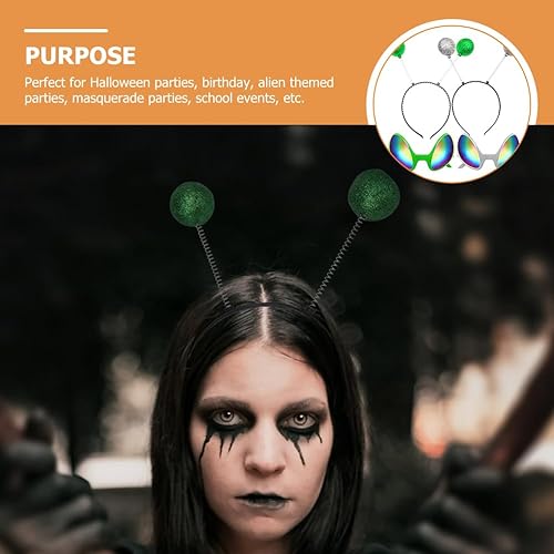 Miniatura 4 de Juego de 4 lentes alienígenas y diadema de antena, lentes de sol de color arcoíris, lentes plateados con diadema para adultos y regalos de fiesta de