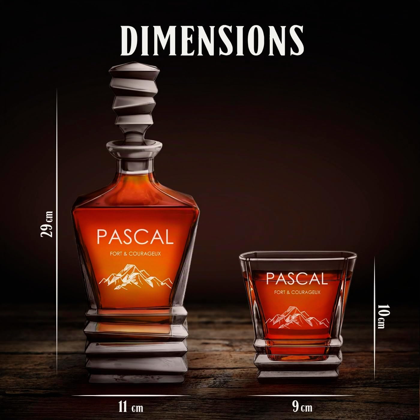 Maverton Décanteur et 6 verres pour ami - Produits en verre géométrique - Ensemble personnalisé pour homme - Set à whisky gravé pour mari - Whiskey set - Pour anniversaire - Fort