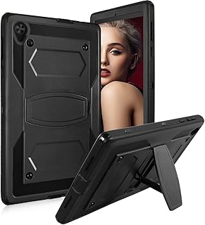 Soatuto for Alcatel Joy Tab 2 TCL 9038S Tablet Case Shockproof Kids Friendly Rugged Sturdy Armmor Built-in KickStand 2020 Model 9032Z 9048S 8 inch-Black