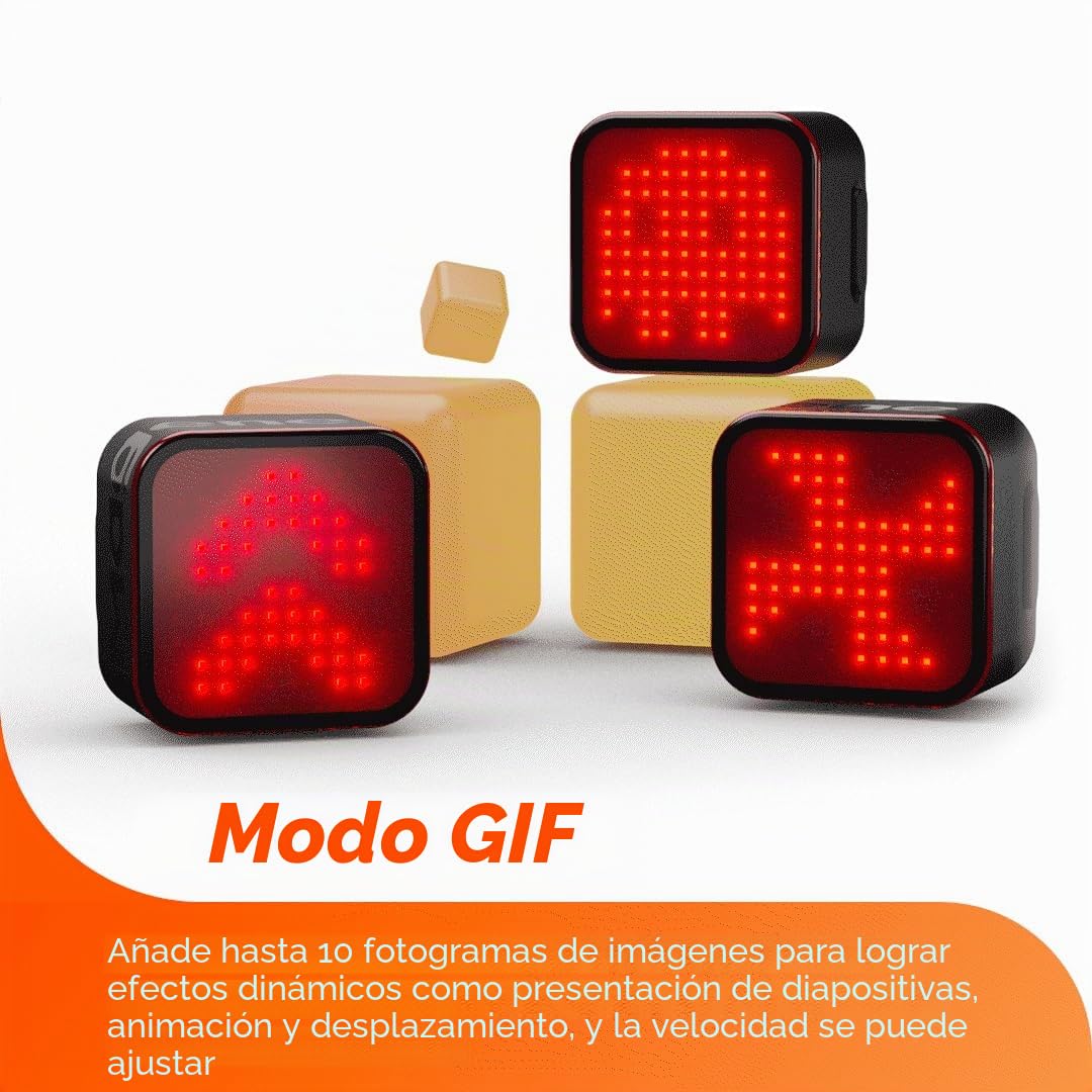 Magene L308 Luz Trasera de Bicicleta de expresión Inteligente Pantalla dinámica Emojis Personalizables Seguridad en Ciclismo 96 Luces LED COB Resistente al Agua (Cable de Carga no Incluido)