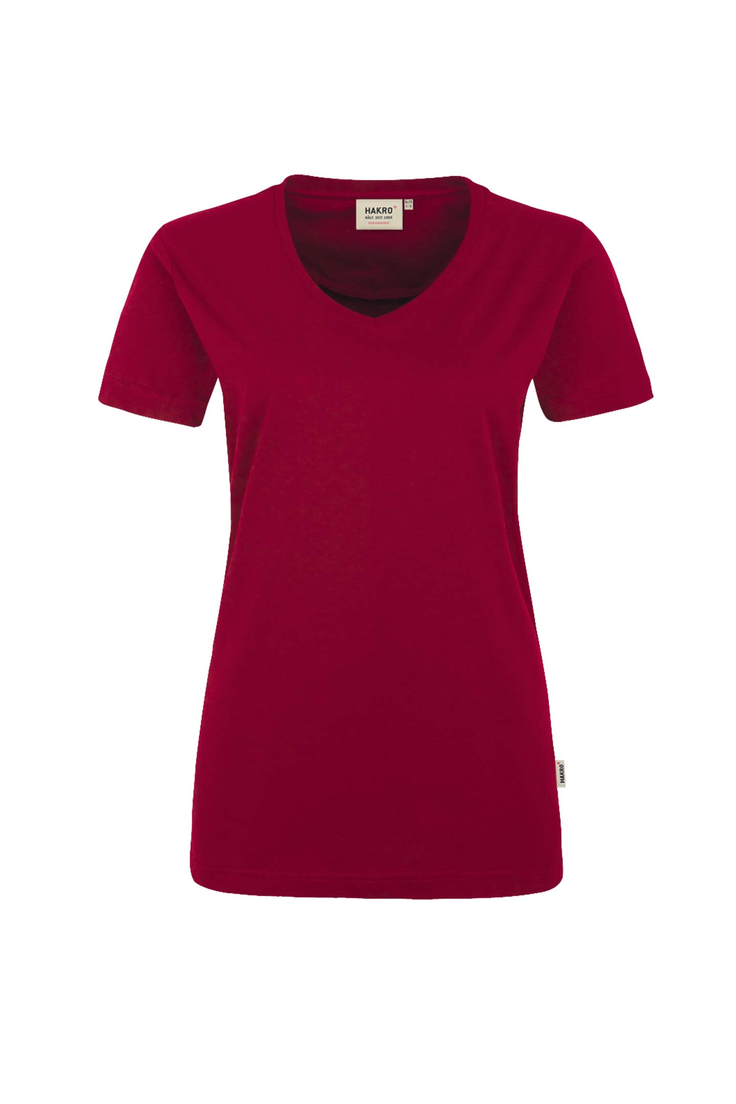 HAKRO Damen V-Shirt PERFORMANCE 181 Weinrot XL