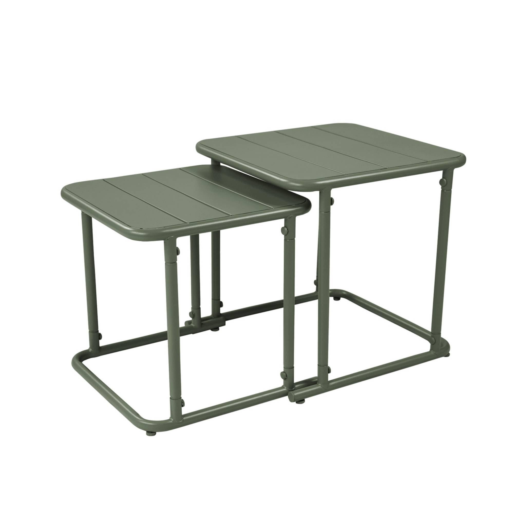 sweeek - Table gigogne extérieure carrée en acier 45cm kaki - Amélia