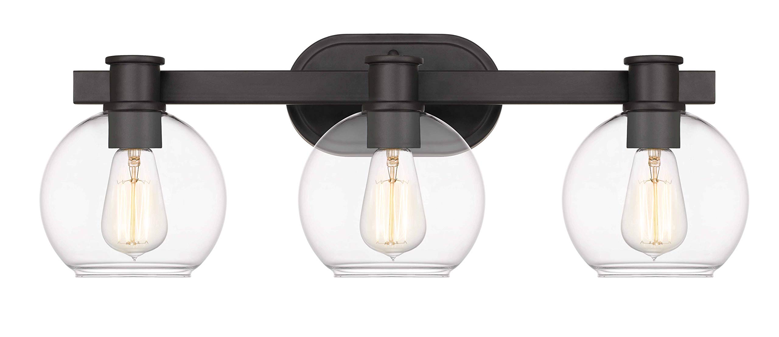 Dan Modern Farmhouse 3-Light Vanity Light Industrial Wall Sconce Lighting with Clear Glass Globe Shade for Bedroom, Hallway, Kitchen, Mirror, Laundry Room