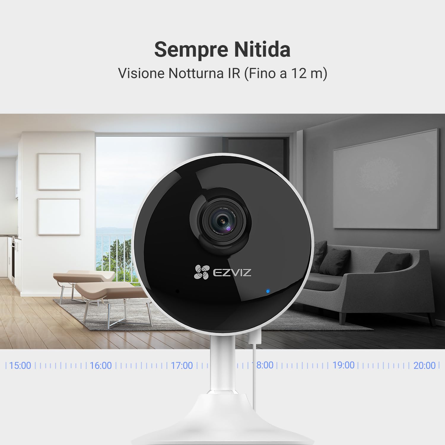 EZVIZ C1C Telecamera da Interno Wifi IP Camera 1080p Grandangolare visione notturna avviso movimento audio ad due vie grandangolare app mobile compatibile con Alexa confezione formato famiglia da 2