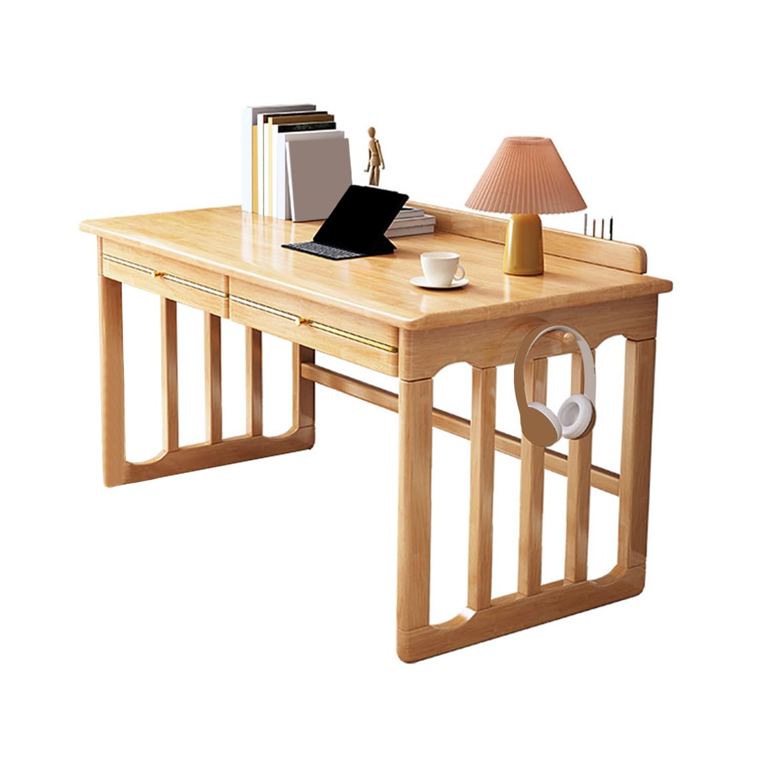 Wdsopk Beige Solid Wood Study Desk, Stable Structure, Versatile Use For Home & Office, Stylish Finish, 100X60x75cm - Durable Hardwood Design（-80 * 60 * 75Cm）