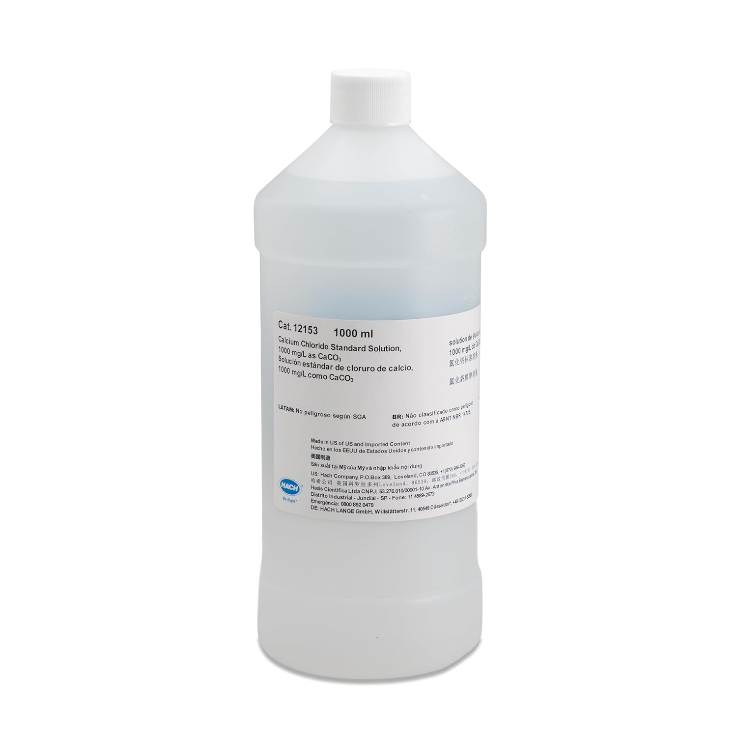 Hach Calcium Standard Solution, 1000 mg/L as CaCO3, 1 L, 12153