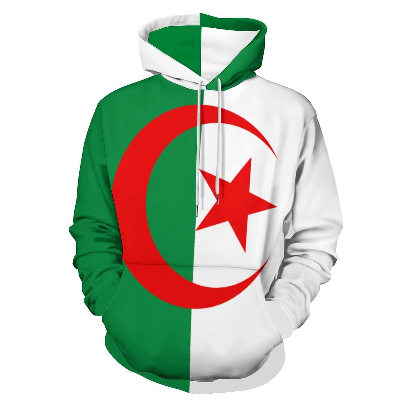 Sweat à capuche drapeau algérien homme pull symbole national algérie oversize - 8