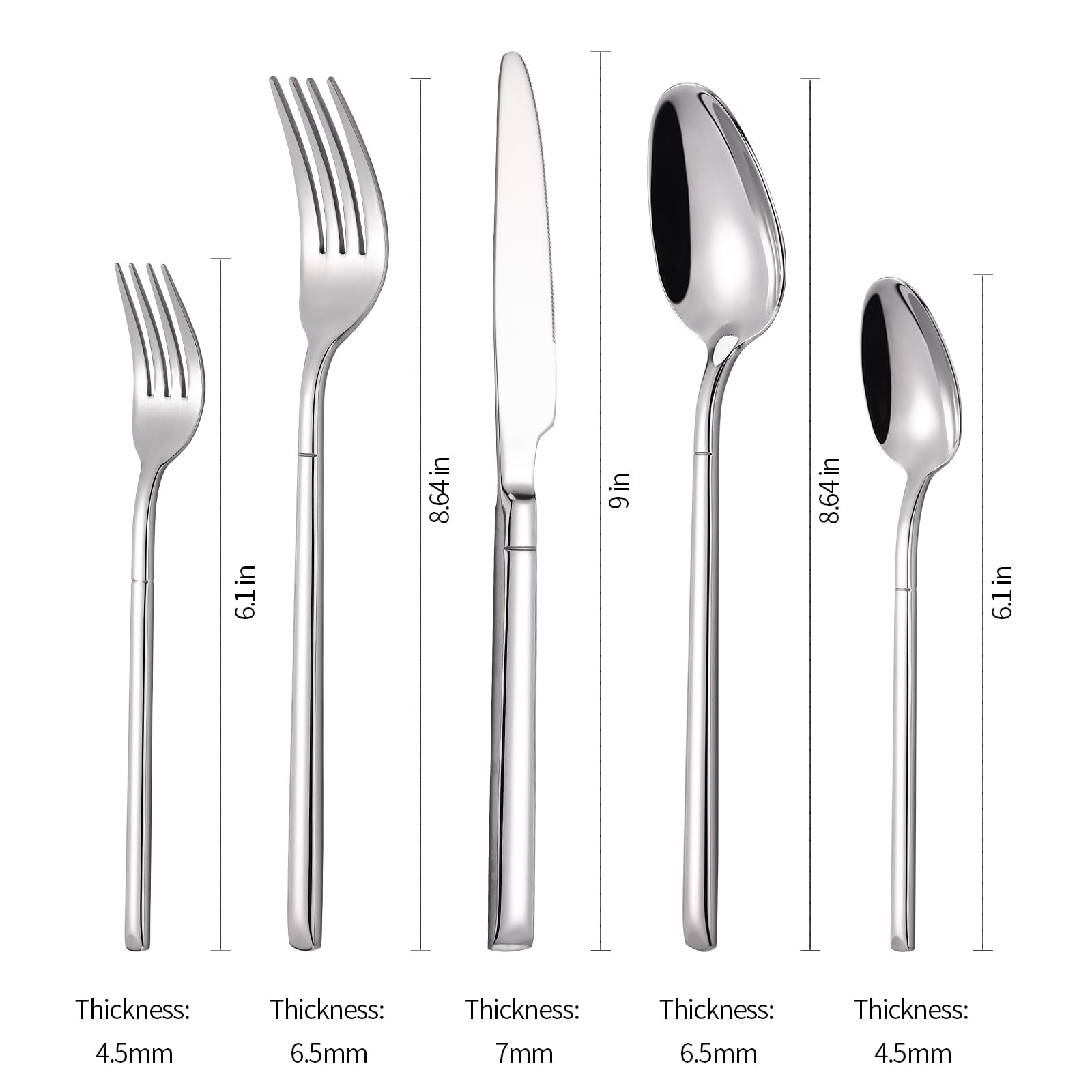 Silverware Set for 8, 18/10 Heavy Duty Stainless Steel Flatware Set, Prendcyx 40 Piece Premium Cutlery Sets including Spoons and Forks Set, Dishwasher Safe — Amazon image 6