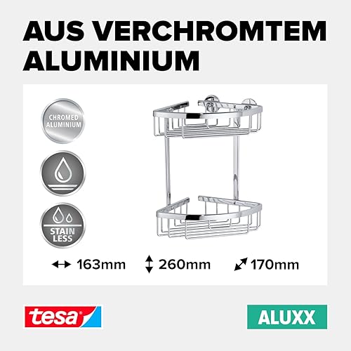 Miniatura 2 de tesa UK 40205-00000-00 TE40205-00000-00 tesa Aluxx Cesta esquinera de ducha Doble, 10.236 in x 6.417 in x 6.693 in, estándar