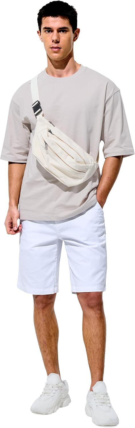 Mens Shorts Casual Shorts Cotton Drawstring Summer Beach Stretch Twill Chino Golf Shorts - Image 5