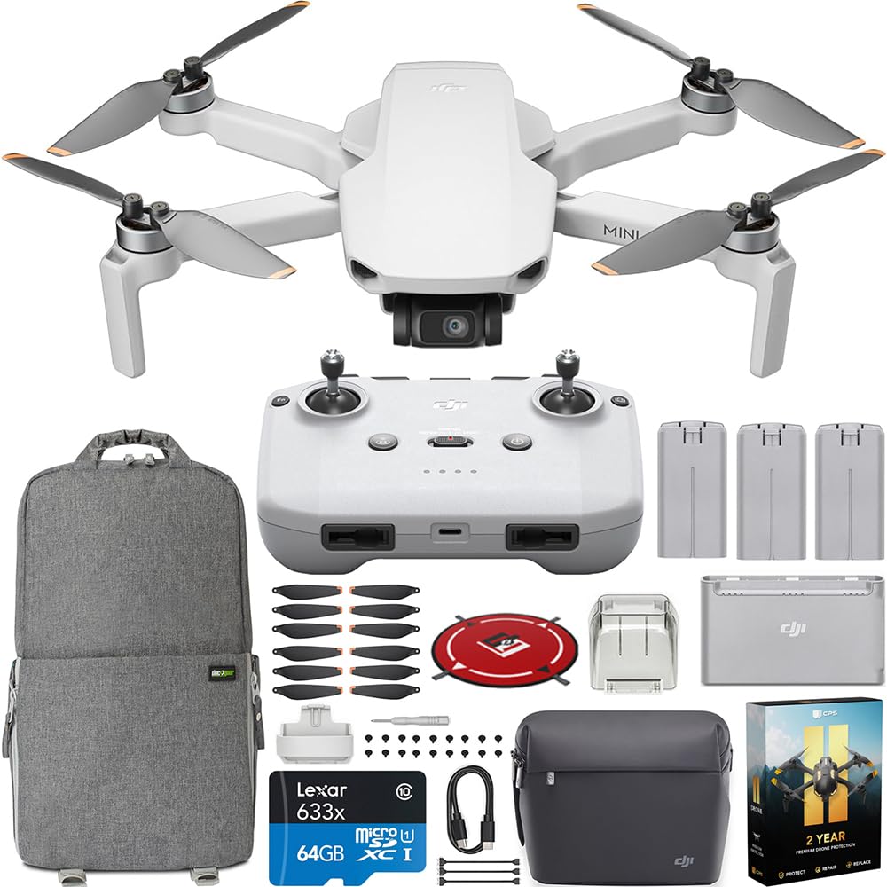 DJI Mini 4K Drone Quadcopter Fly More Combo with Camera for Adults, Under 249g, 3-Axis Gimbal Stabilization, 10km Video Transmission, Auto Return, 3 Flight Batteries Bundle with Deco Gear Accessories